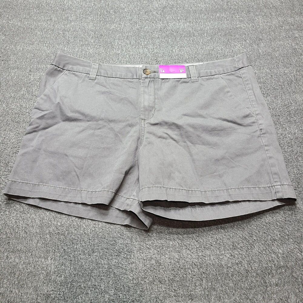 Merona Shorts‎ Womens 14 Gray Classic Chino 5 Inch Inseam Cotton Casual Summer